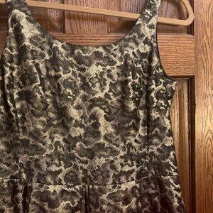 Pink Tartan Sleeveless Dress Gold Metallic and Black